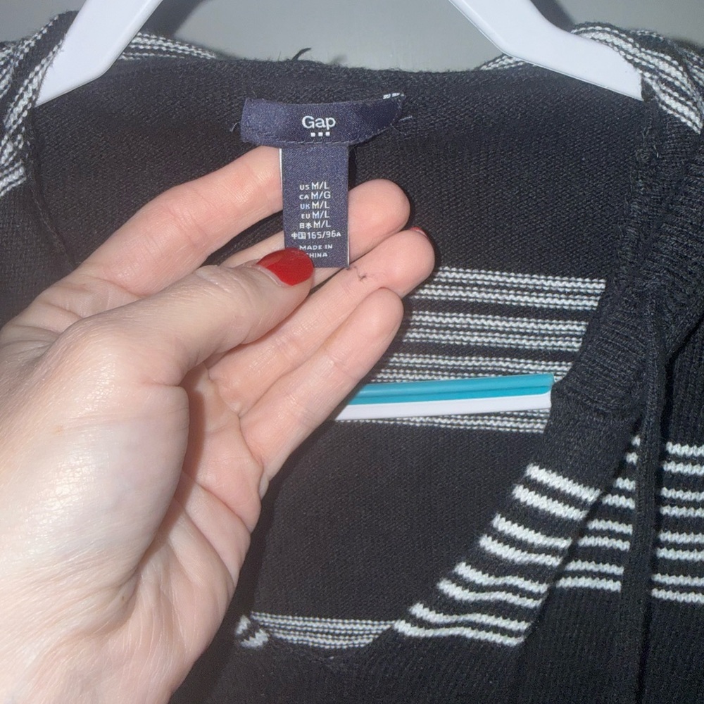 GAP Women's Black Hoodie with White Stripes